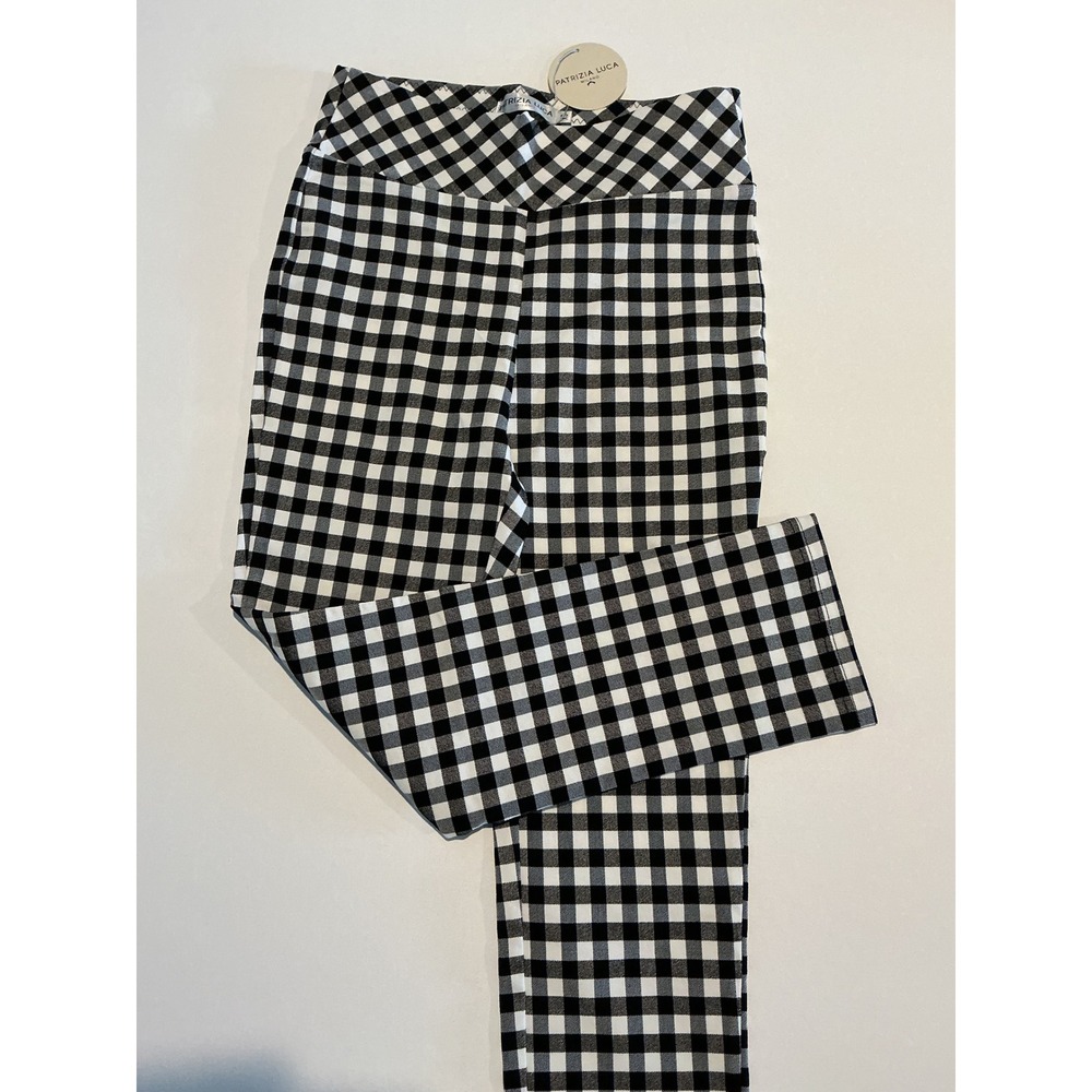 NWT Patrizia Luca Milano Gingham Check Cropped Pants Black White
Size XS